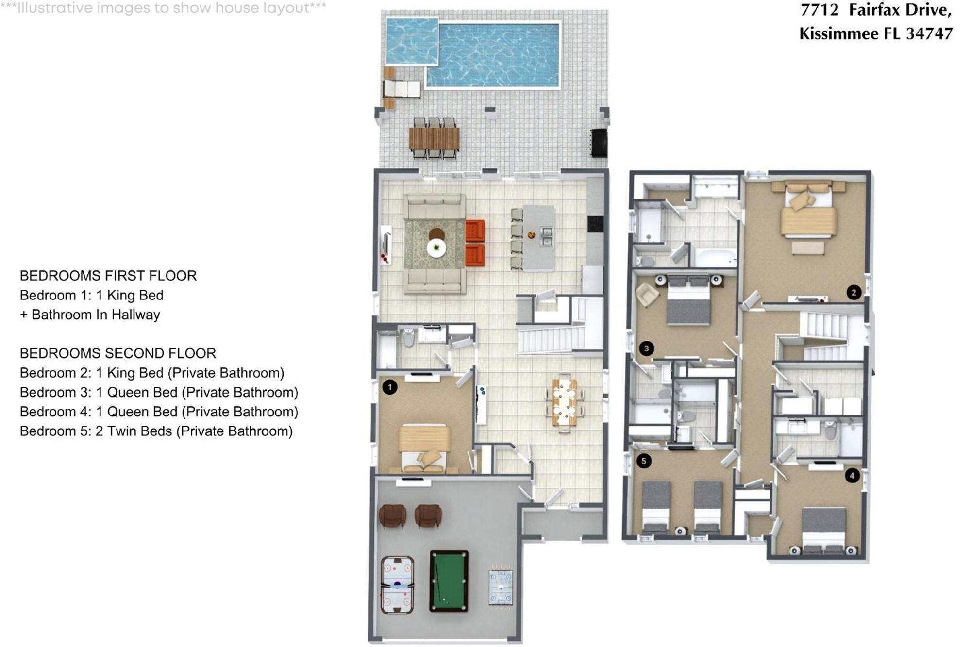 5 Bedrooms- 5 Bathrooms- Encore 7712 Fd * Orlando
