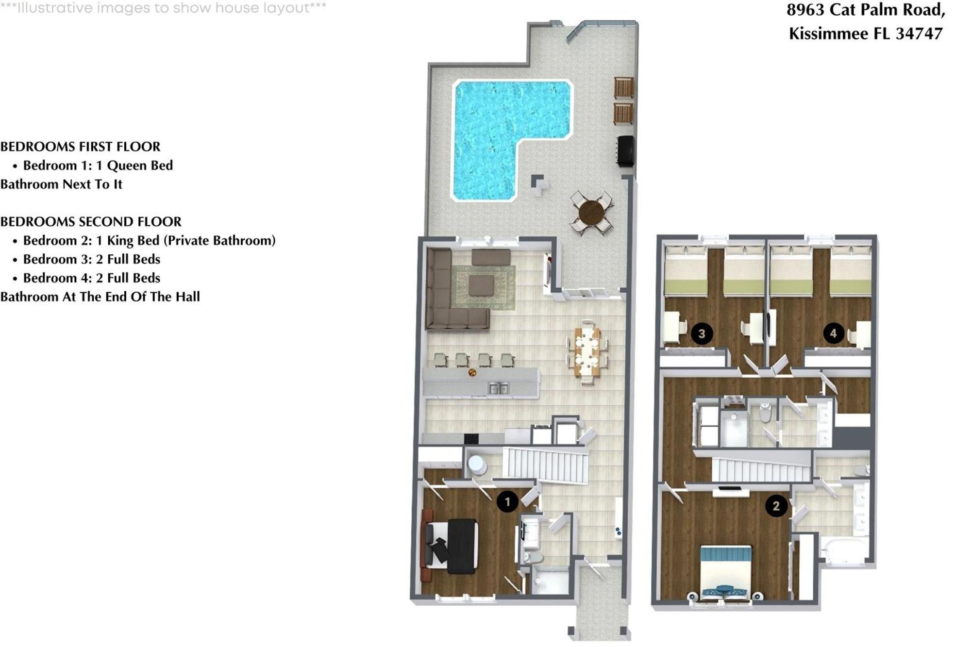 4 Bedrooms - 3 Bathrooms - Paradise Palms 8963 Cat