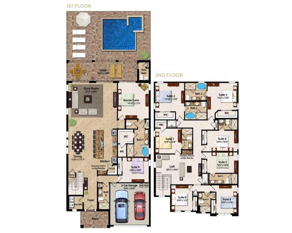 9 Bed Pool With Game Gated * Four Corners