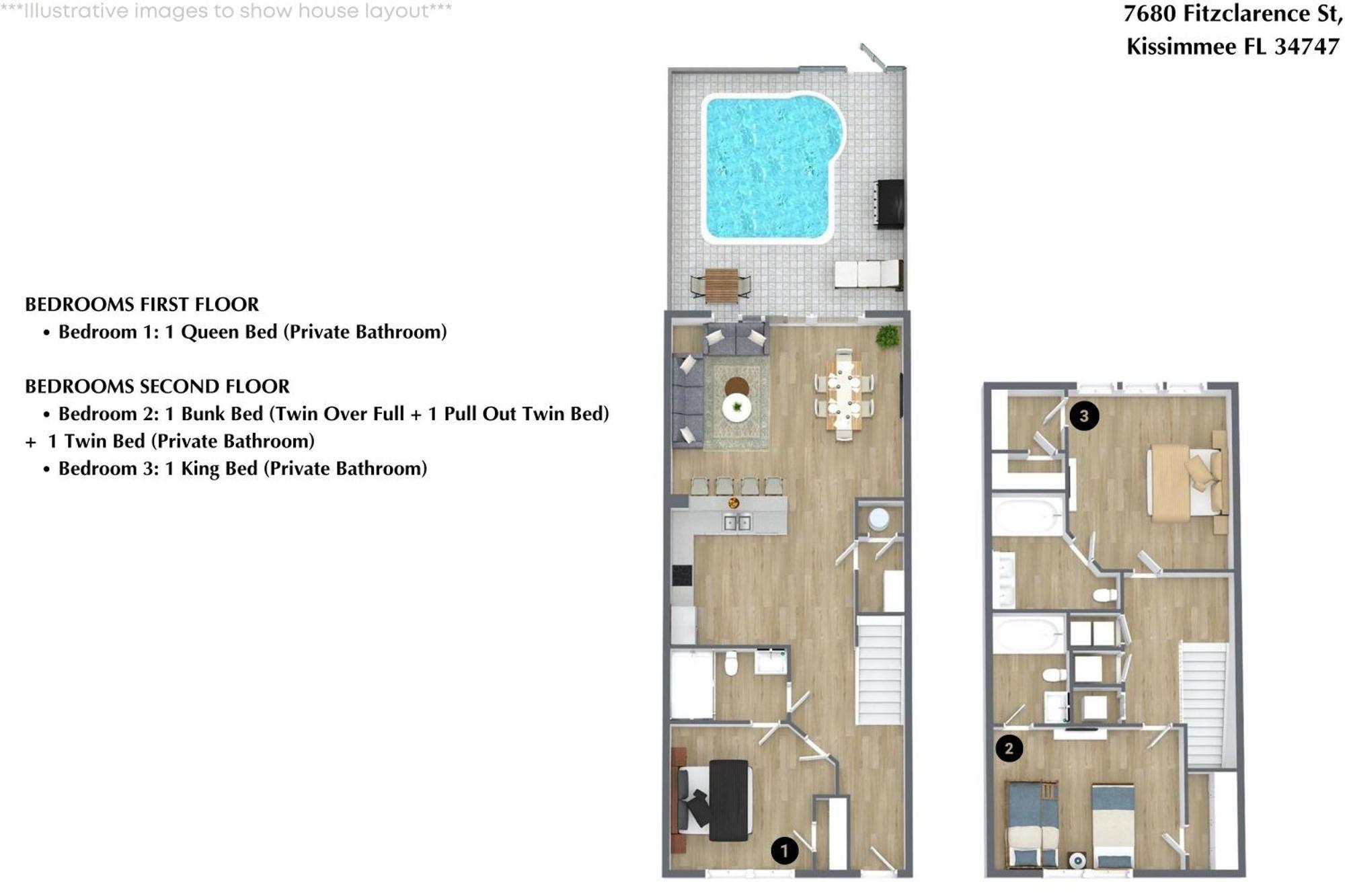 3 Bedrooms- 3 Bathrooms- Windsor Hills 7680 Fs