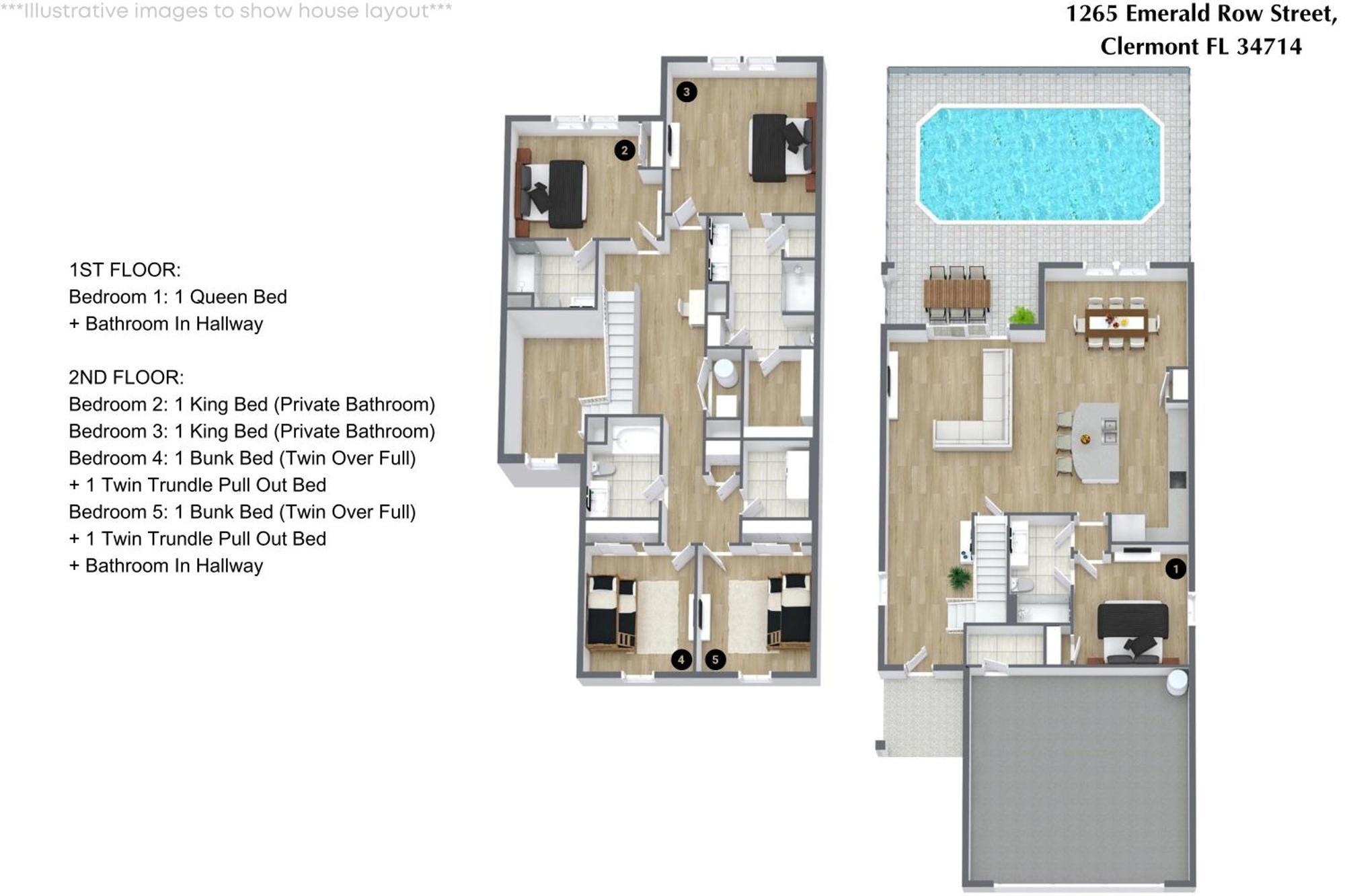 5 Bedrooms- 4 Bathrooms- Windsor Cay 1265 Er Orlando