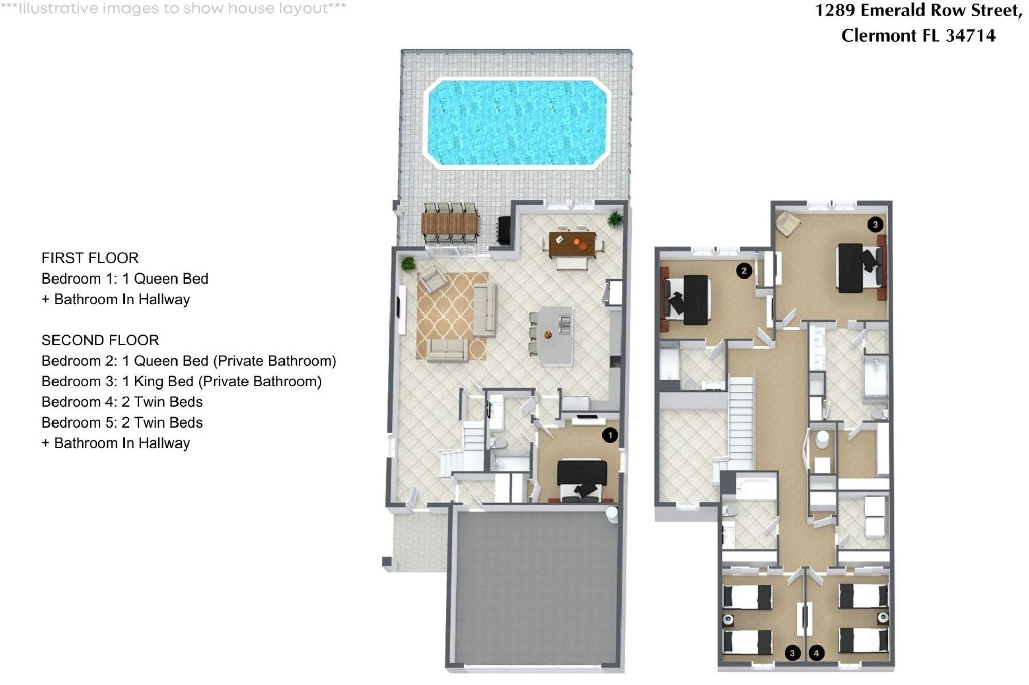 5 Bedrooms- 4 Bathrooms- Windsor Cay 1289 Er Orlando