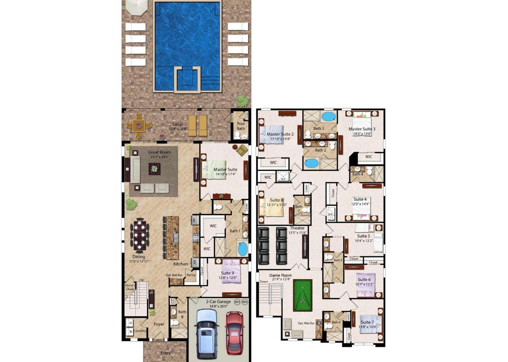 Colorful 9 Bdrm House With Large Pool In Encore Holiday home Orlando