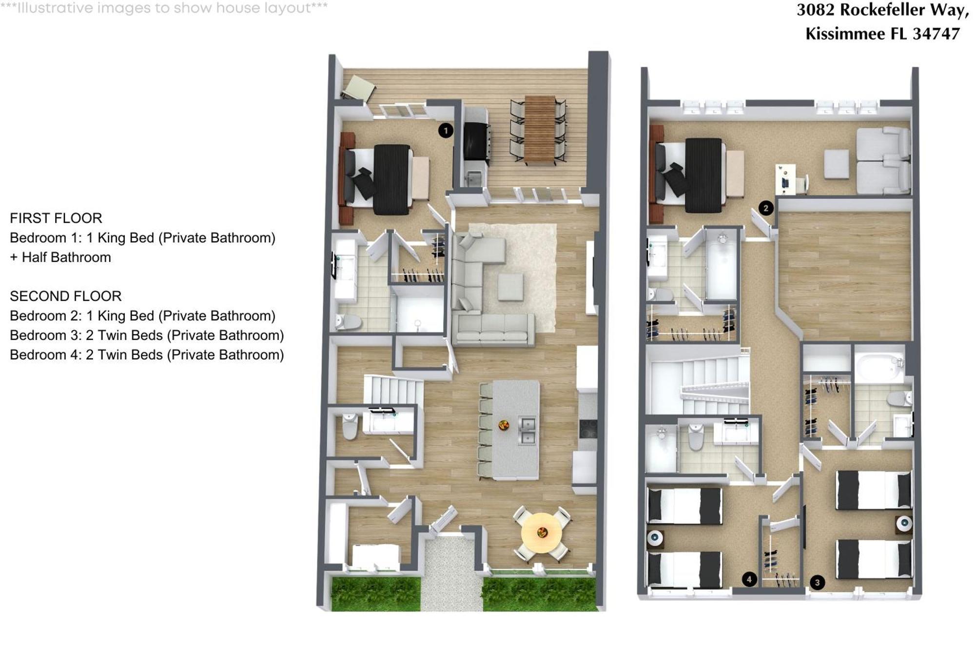 4 Bedrooms- 4,5 Bathrooms- Magic Village 3082 Rw * Orlando